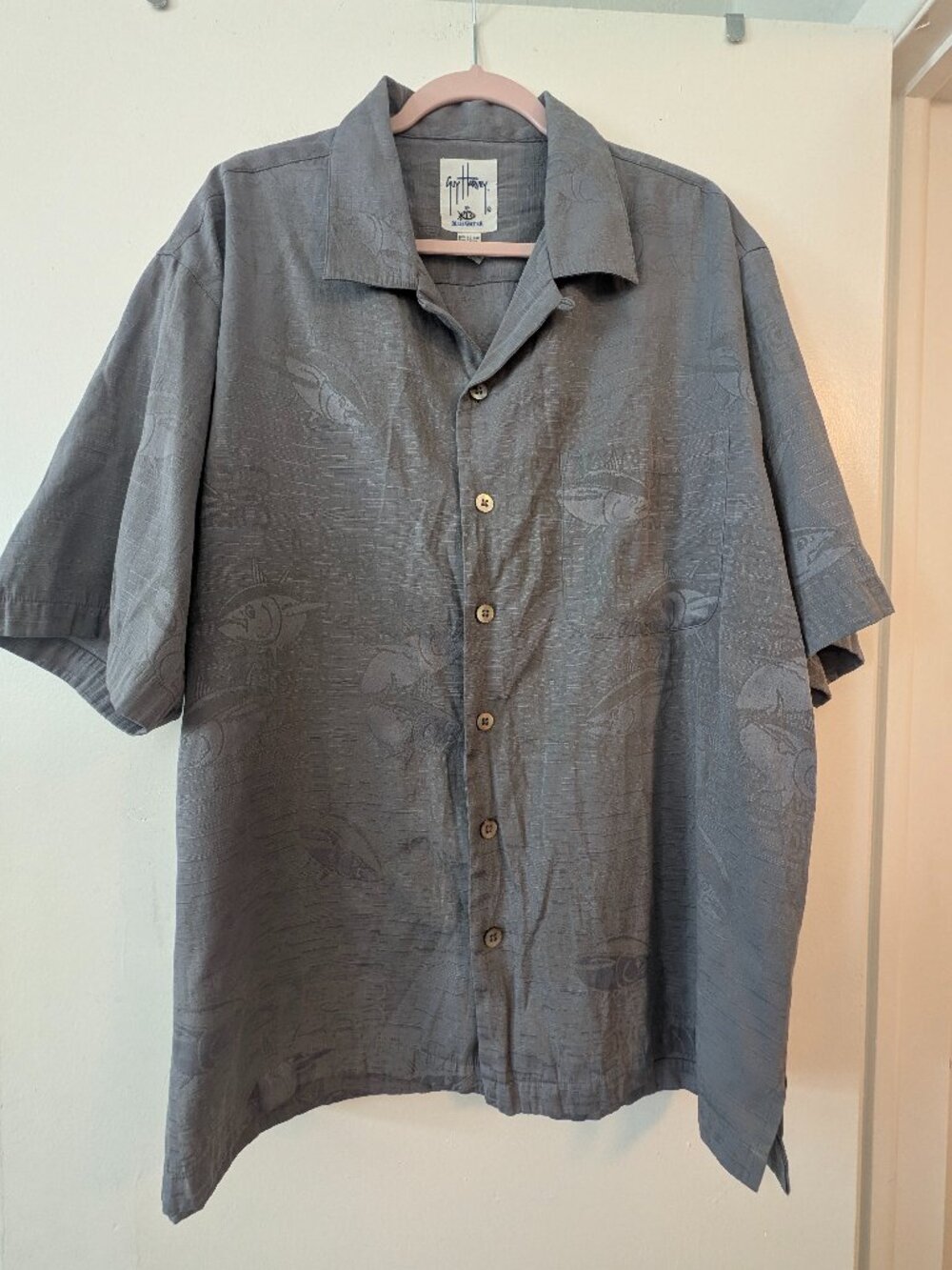Guy Harvey cotton blend button up shirt